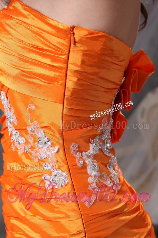 Customize Orange Sweetheart Pageant Dresses with Appliques and Ruches