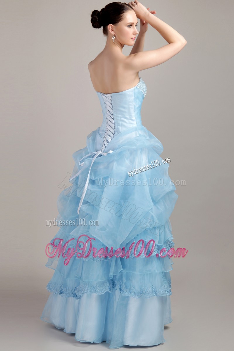 Baby Blue Strapless Floor-length 2013 Beaded Pageant Dresses