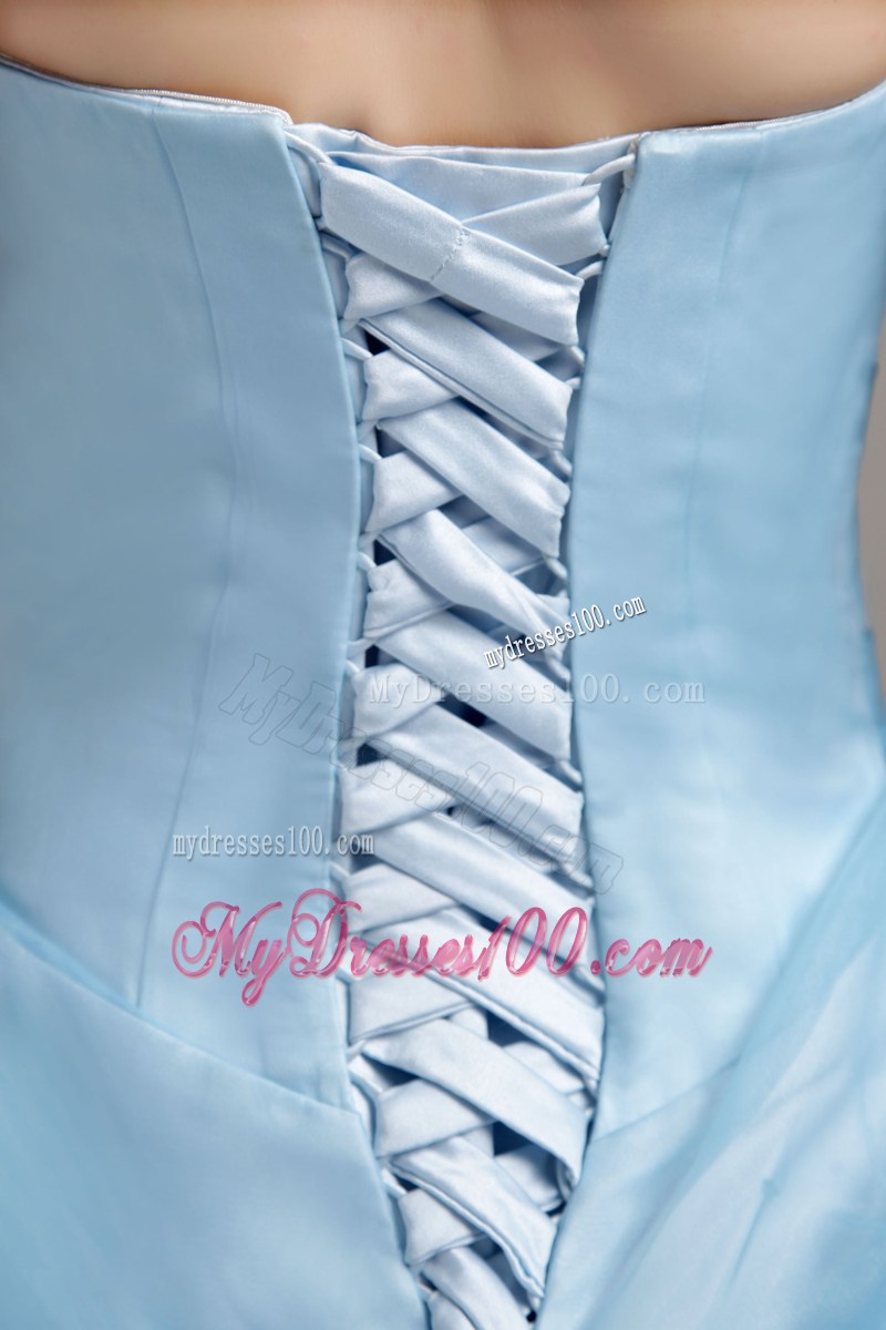 Baby Blue Strapless Floor-length 2013 Beaded Pageant Dresses