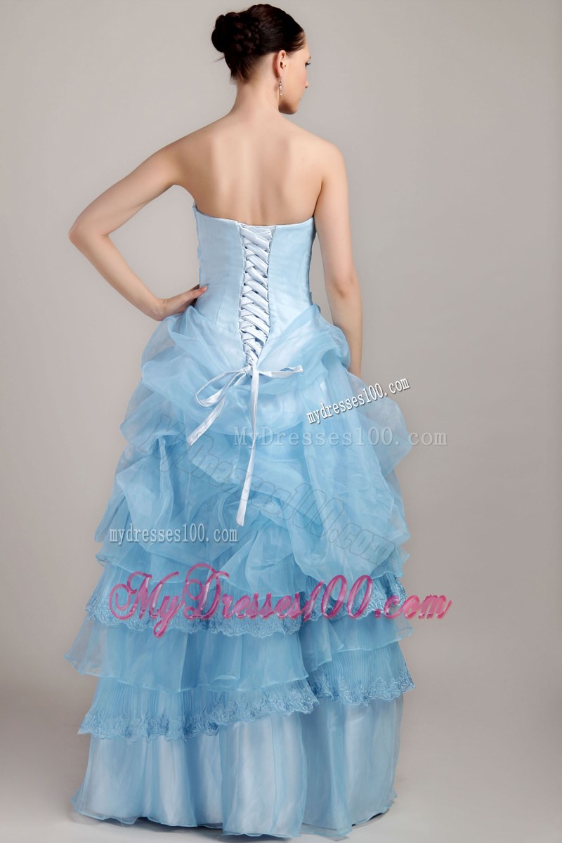 Baby Blue Strapless Floor-length 2013 Beaded Pageant Dresses