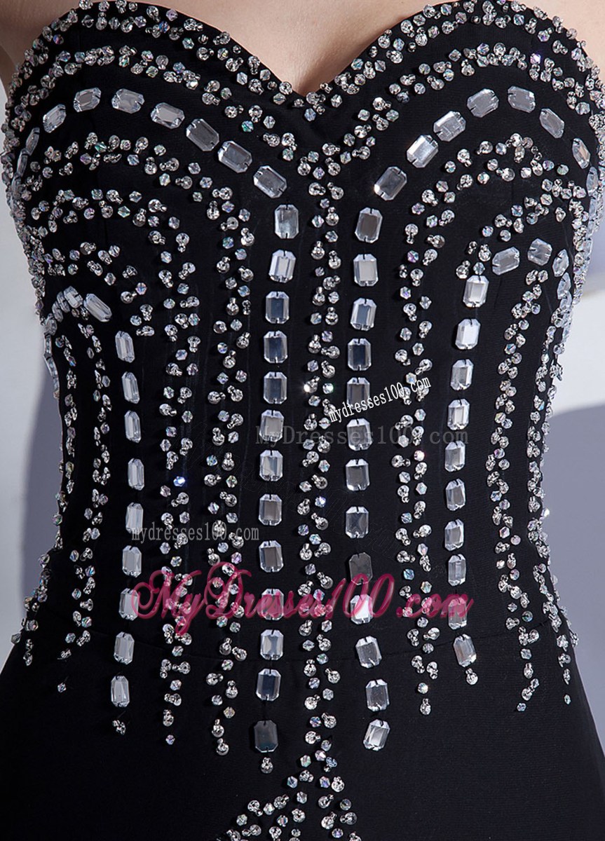 Beading High Slit Sweetheart 2013 Black Pageant Dresses