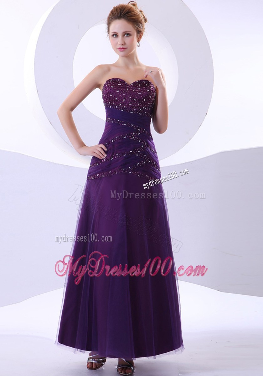 Beading Decorate Bodice Purple Ankle-length 2013 Pageant Dresses