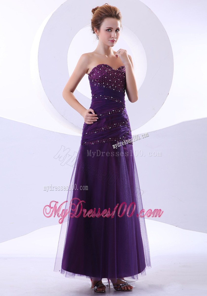 Beading Decorate Bodice Purple Ankle-length 2013 Pageant Dresses