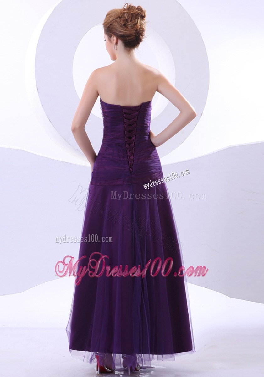Beading Decorate Bodice Purple Ankle-length 2013 Pageant Dresses