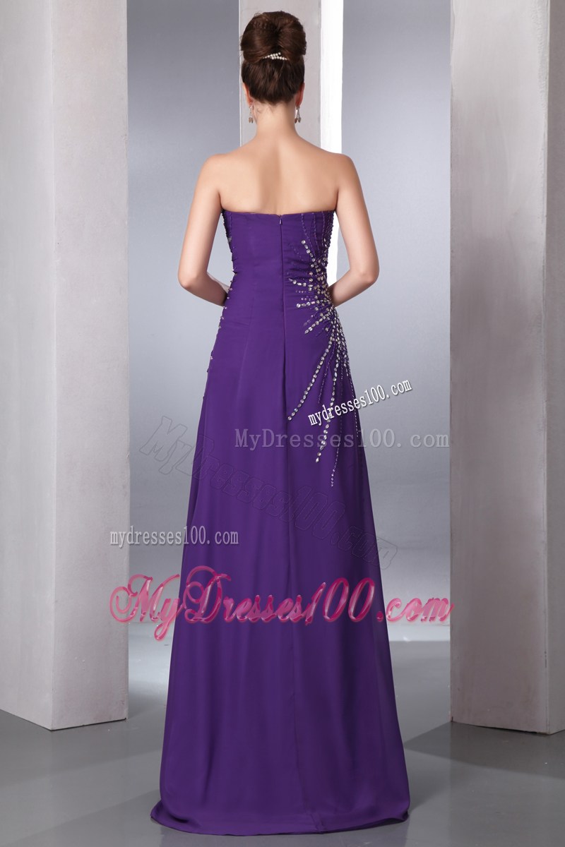 Purple 2013 Pageant Dresses with Beading and High Slit Sweetheart