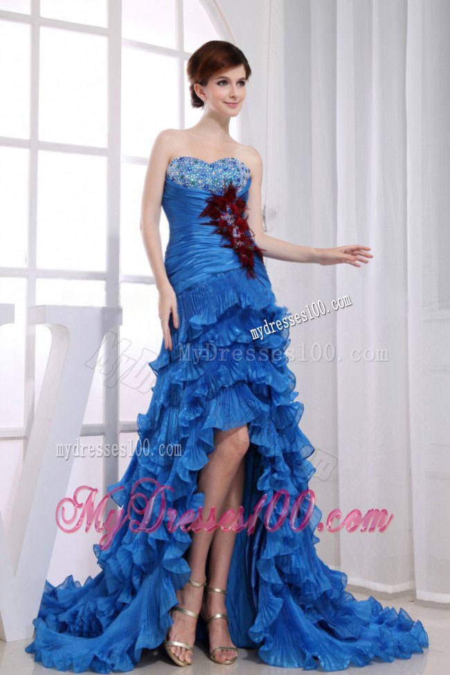 Beading Mermaid Sweetheart Pageant Dresses High-low Royal Blue