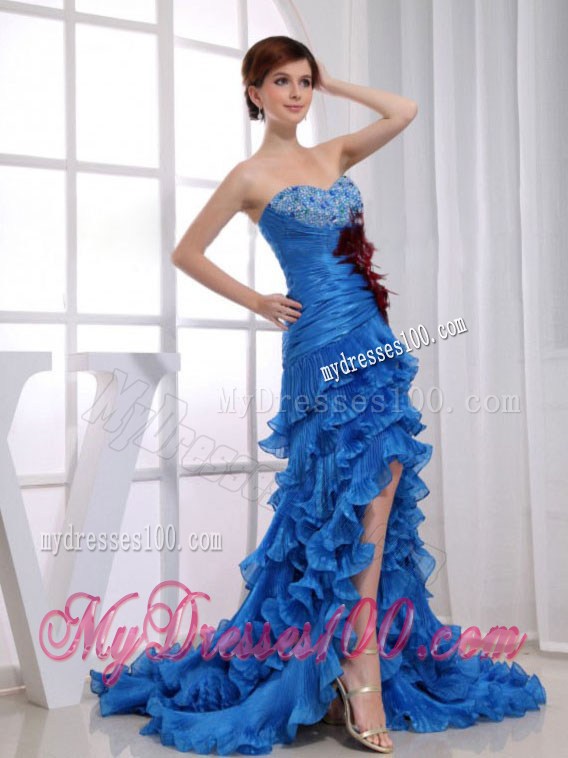 Beading Mermaid Sweetheart Pageant Dresses High-low Royal Blue