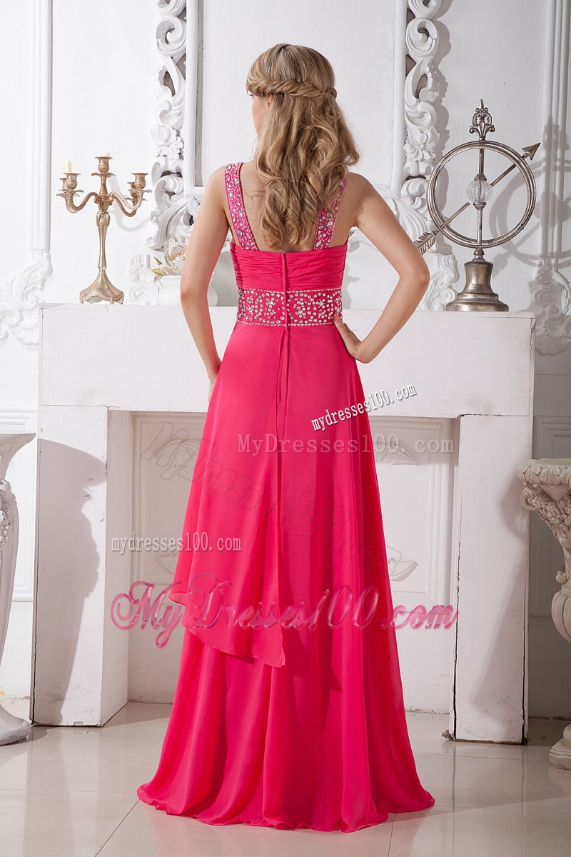 Affordable Sexy Coral Red V-neck Pageant Dresses with Beading