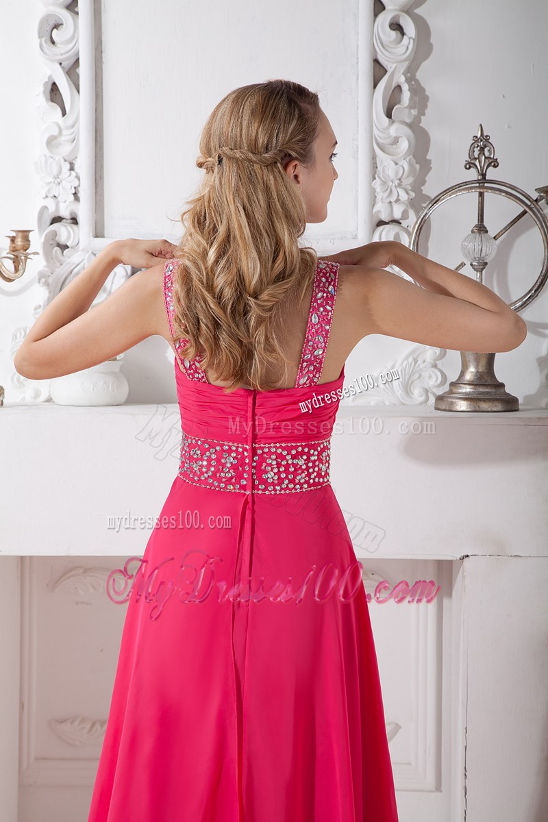 Affordable Sexy Coral Red V-neck Pageant Dresses with Beading