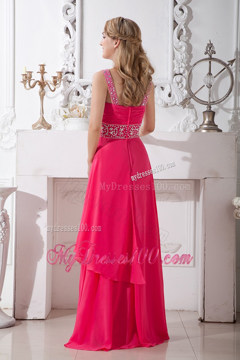 Affordable Sexy Coral Red V-neck Pageant Dresses with Beading