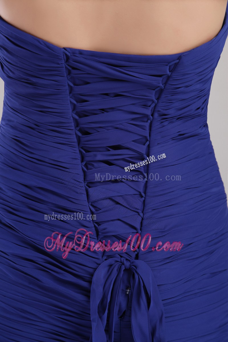 Blue Sheath Column Sweetheart Chapel Train Pageant Dresses with Appliques
