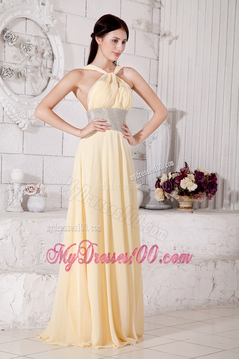 2013 Pretty Light Yellow Straps Pageant Dresses with Silver Belt