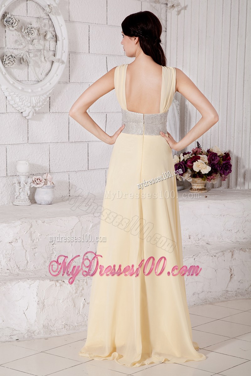 2013 Pretty Light Yellow Straps Pageant Dresses with Silver Belt