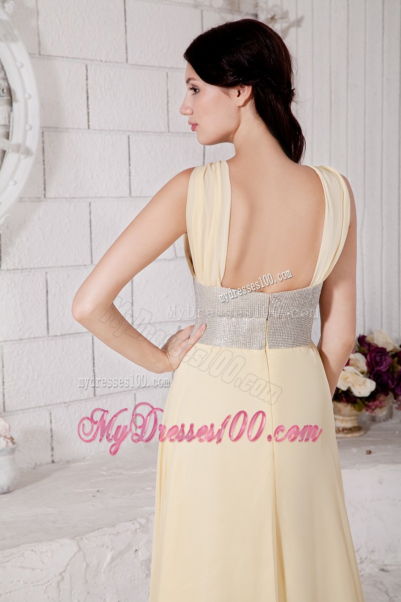 2013 Pretty Light Yellow Straps Pageant Dresses with Silver Belt
