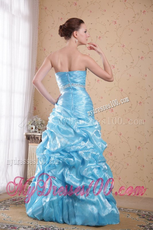 Aqua Blue Column Sheath Strapless 2013 Pageant Dresses with Beading