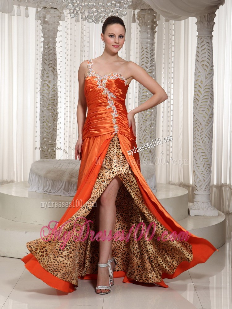 High Slit One Shoulder Appliques With Beading Pageant Dresses