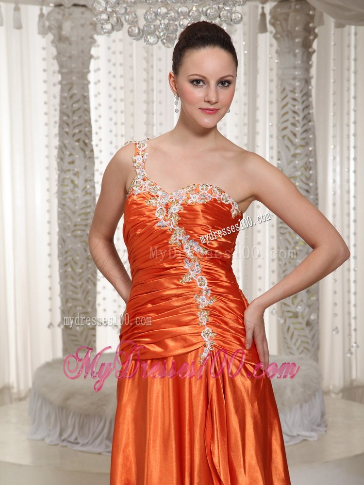 High Slit One Shoulder Appliques With Beading Pageant Dresses