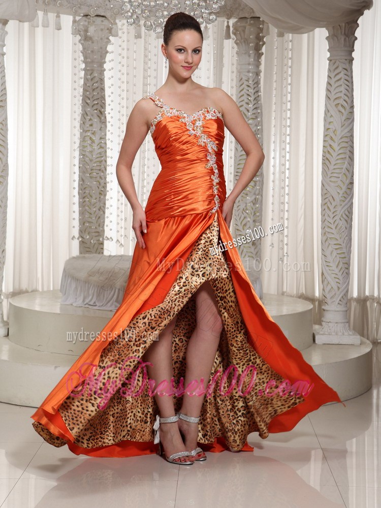 High Slit One Shoulder Appliques With Beading Pageant Dresses