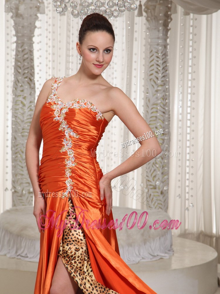High Slit One Shoulder Appliques With Beading Pageant Dresses