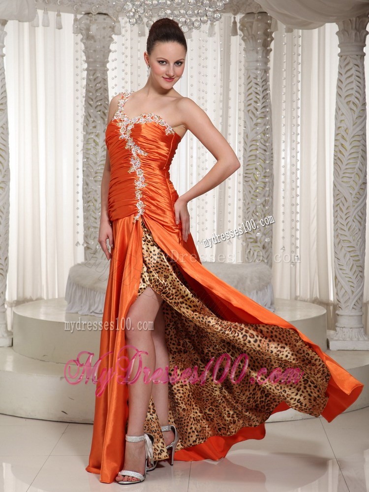 High Slit One Shoulder Appliques With Beading Pageant Dresses