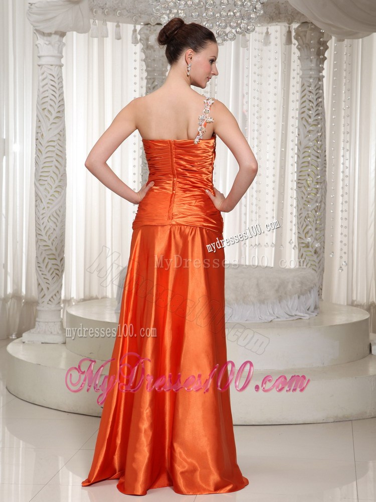 High Slit One Shoulder Appliques With Beading Pageant Dresses