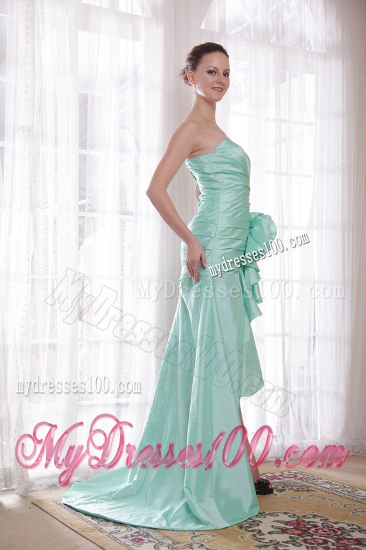 Apple Green Princess Strapless High-low Pageant Dresses with Flowers