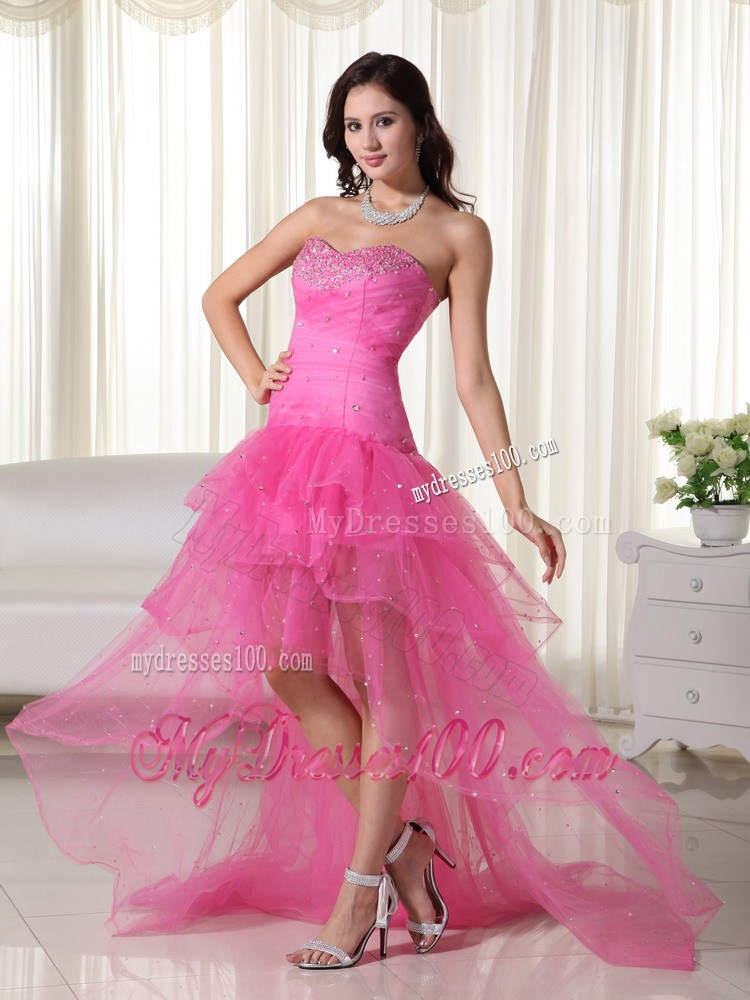 Pink Princess Sweetheart High-low Beaded Pageant Dresses