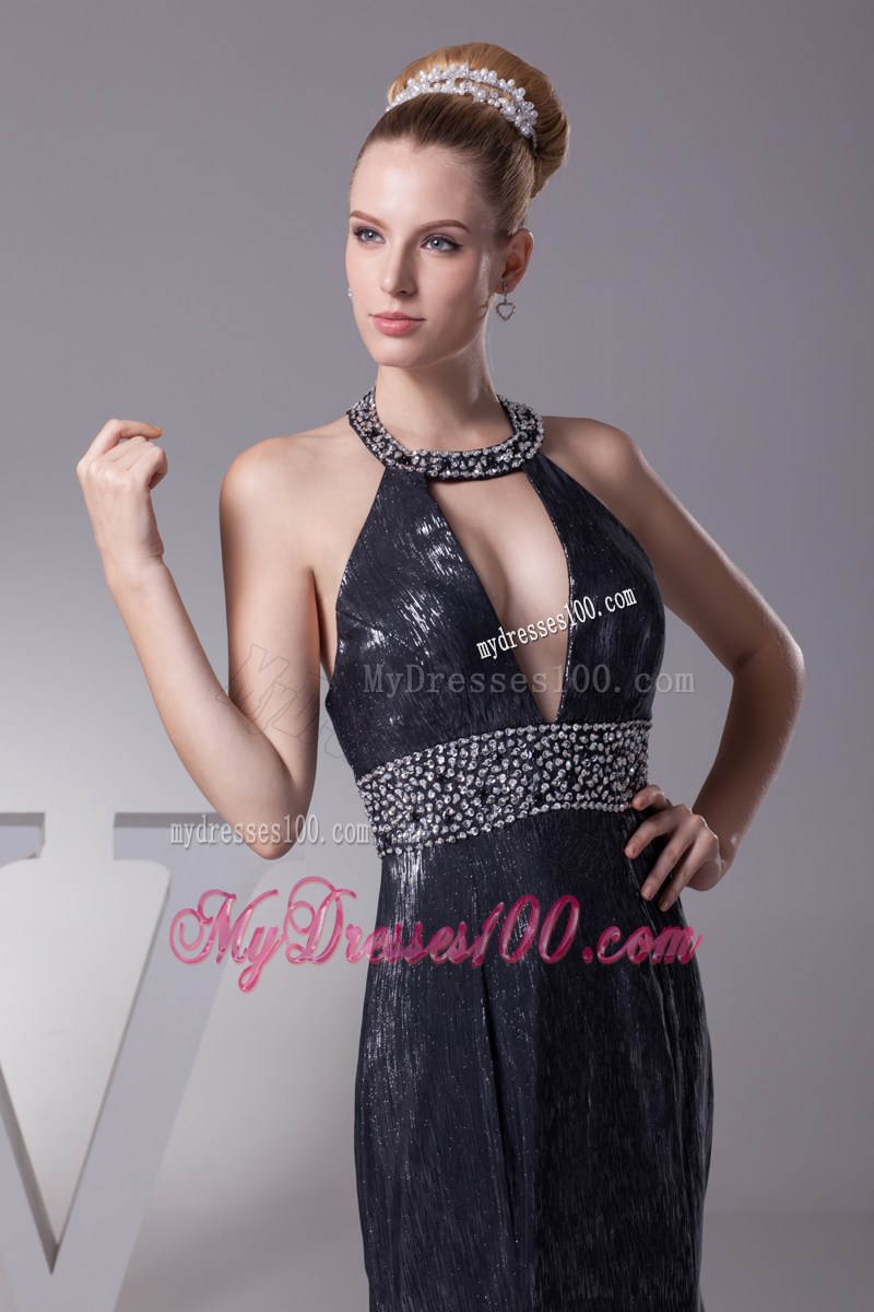 Mermaid Halter Top Mermaid Beading Black Prom Dress