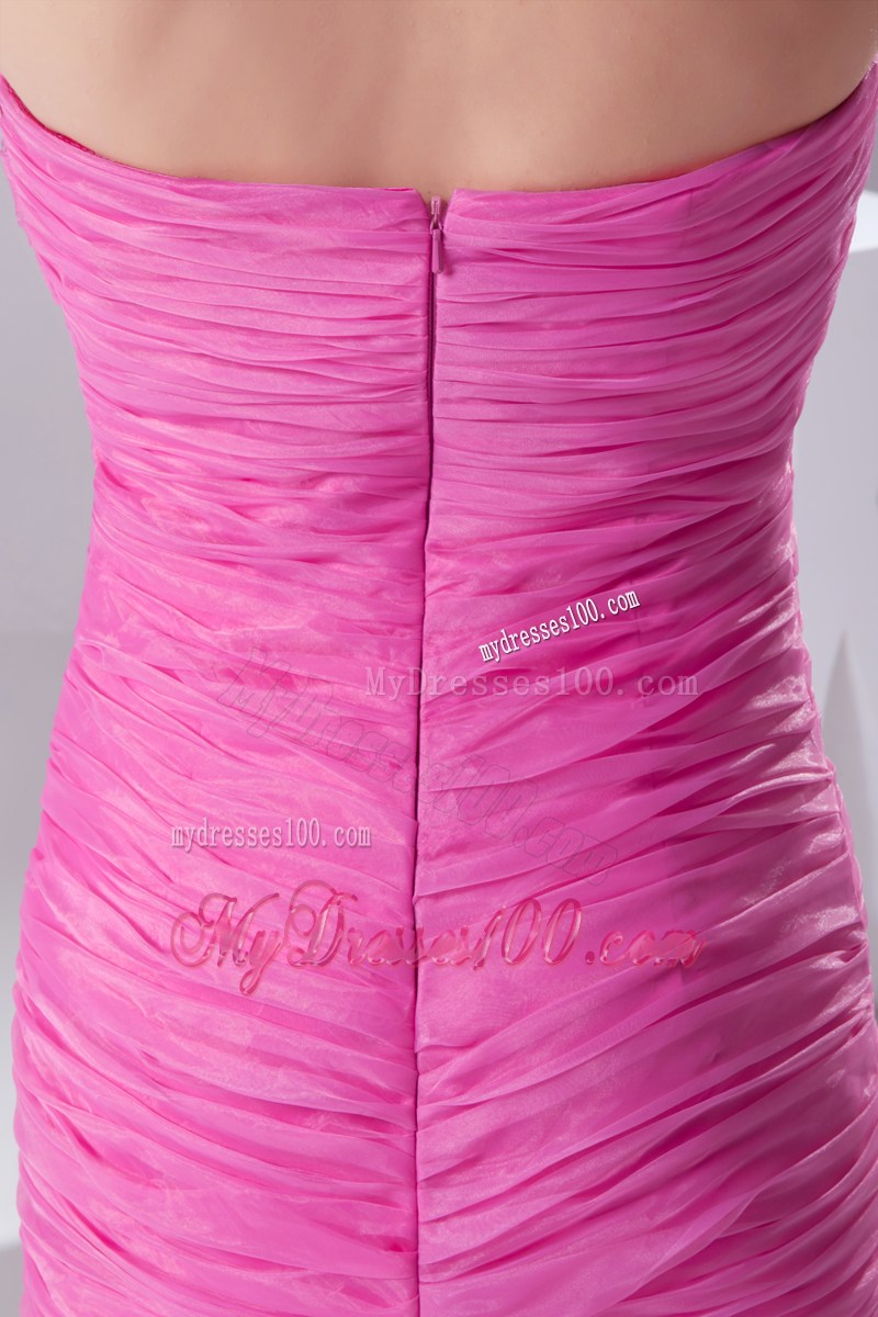 Mermaid Hot Pink Appliques Ruching Ruffled Layers Prom Dress