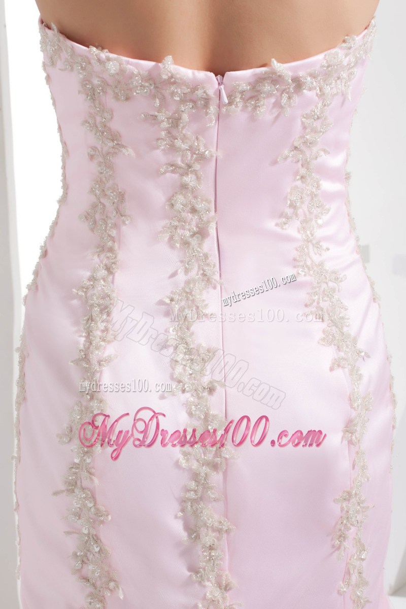 Mermaid Sweetheart Brush Train Baby pink Pageant Dresses with Appliques