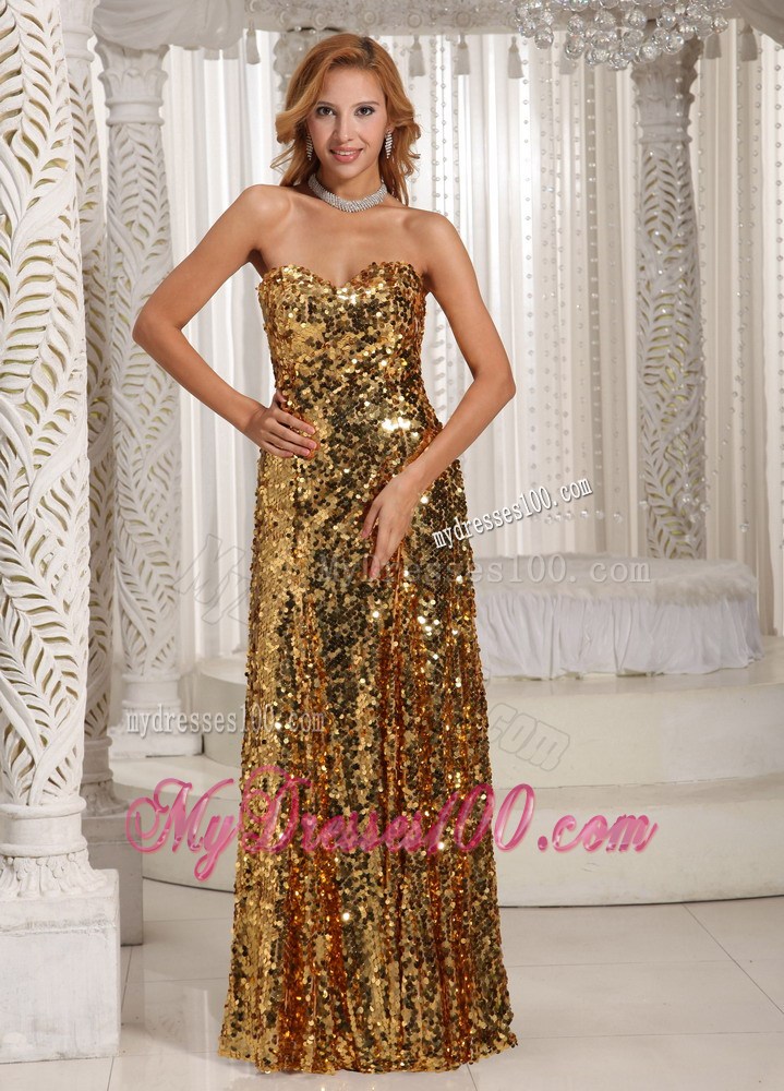 Paillette Over Skirt Sweetheart Gold Luxurious Pageant Dresses Party Style
