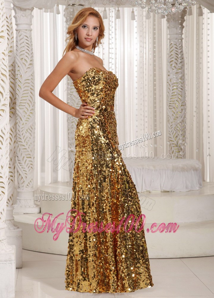 Paillette Over Skirt Sweetheart Gold Luxurious Pageant Dresses Party Style