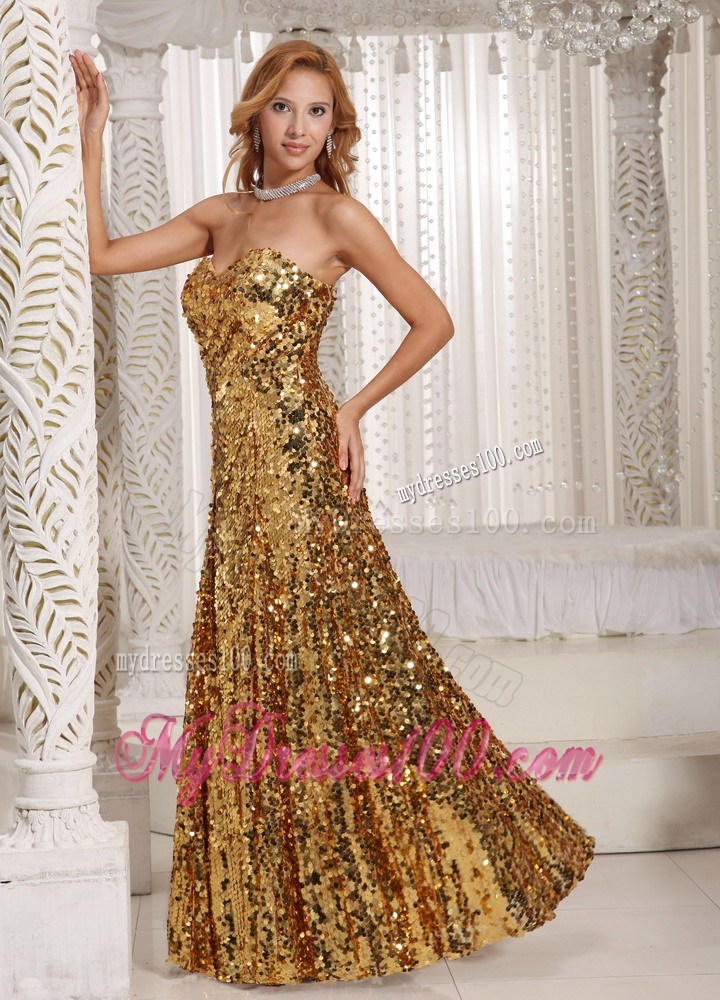 Paillette Over Skirt Sweetheart Gold Luxurious Pageant Dresses Party Style