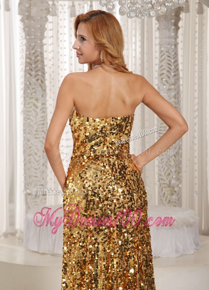 Paillette Over Skirt Sweetheart Gold Luxurious Pageant Dresses Party Style
