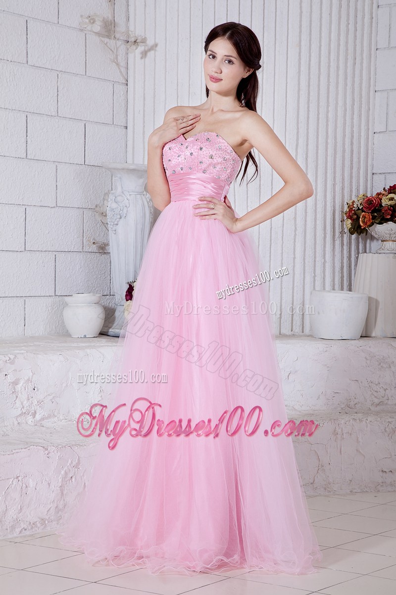 Baby Pink Sweetheart Beading Pageant Dresses with Beading Floor-length
