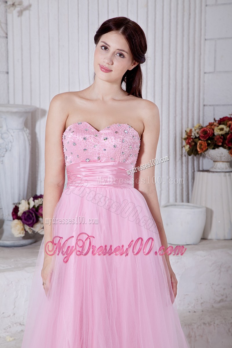 Baby Pink Sweetheart Beading Pageant Dresses with Beading Floor-length