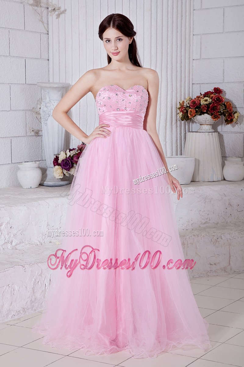Baby Pink Sweetheart Beading Pageant Dresses with Beading Floor-length