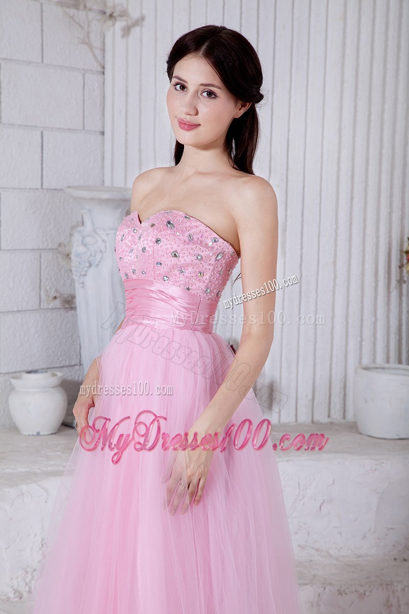 Baby Pink Sweetheart Beading Pageant Dresses with Beading Floor-length
