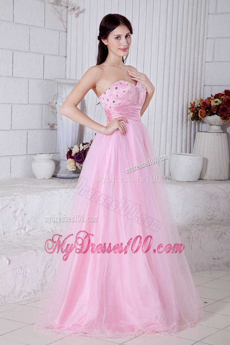 Baby Pink Sweetheart Beading Pageant Dresses with Beading Floor-length