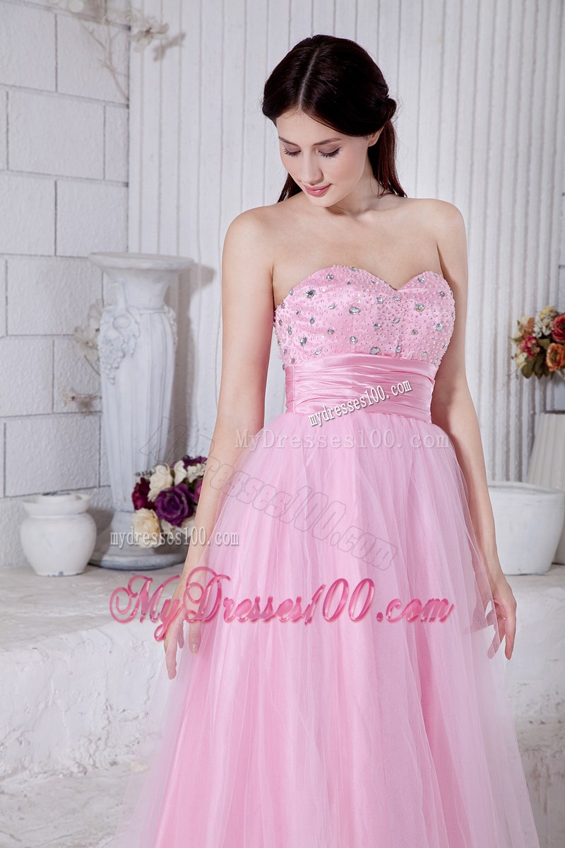 Baby Pink Sweetheart Beading Pageant Dresses with Beading Floor-length