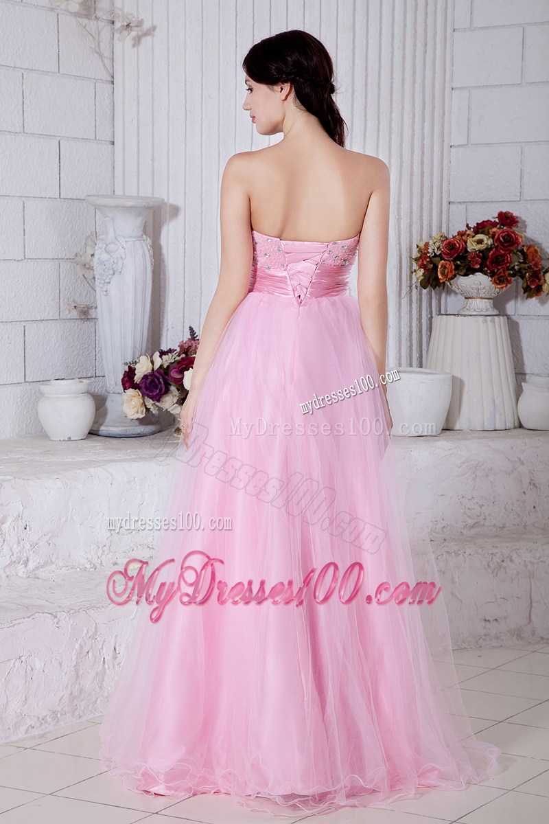 Baby Pink Sweetheart Beading Pageant Dresses with Beading Floor-length