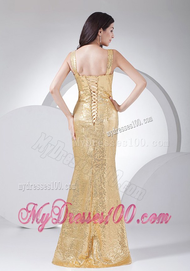 Paillette Over Skirt V-neck 2013 Prom Dress Floor-length Gold