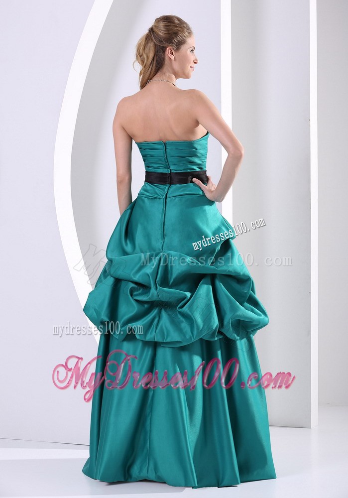 Turquoise Flowers Belt and Ruches Pageant Dresses With Pick-ups