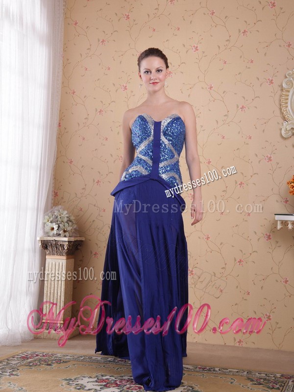 Royal Blue Empire Sweetheart Brush Train Beading Pleat Pageant Dresses