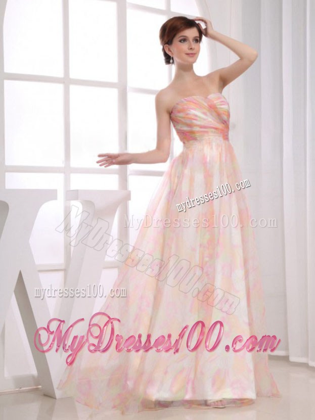 Printing Strapless Floor-length Multi-color Pageant Dresses