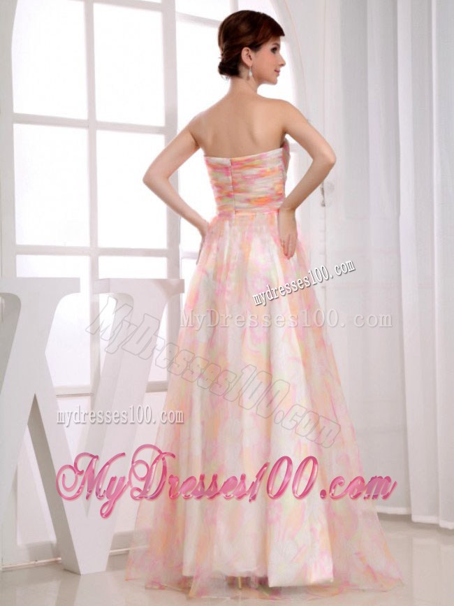 Printing Strapless Floor-length Multi-color Pageant Dresses