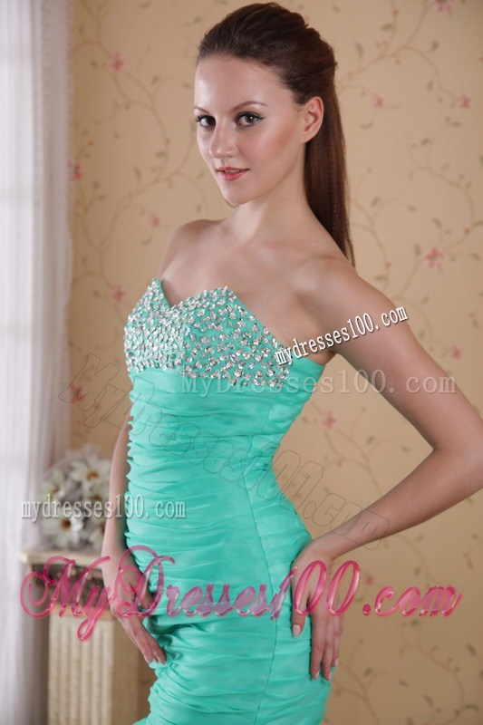 Turquoise Sweetheart Brush Train Pageant Dresses with Beading and Ruches