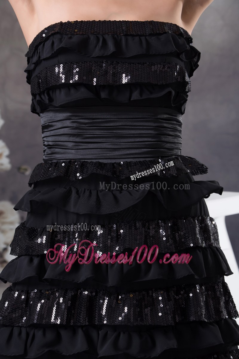 Ruffled Layers Strapless Long Column 2013 Pageant Dresses in Black