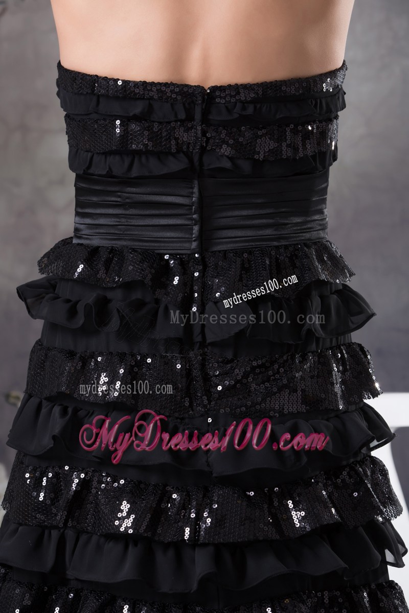 Ruffled Layers Strapless Long Column 2013 Pageant Dresses in Black