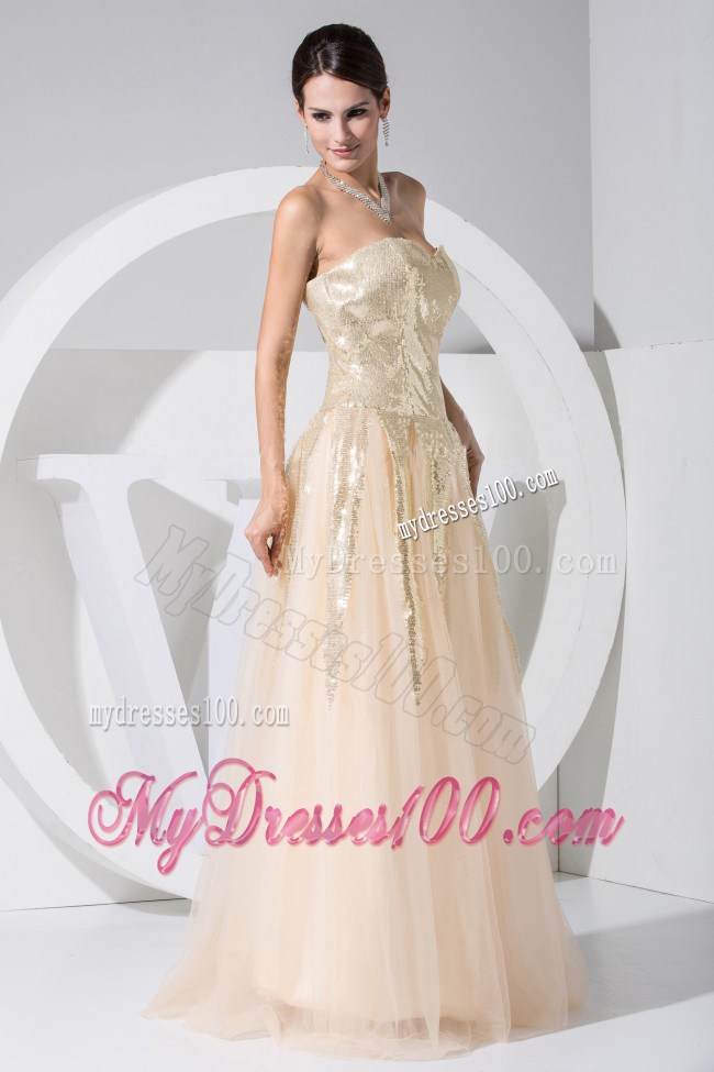 Sequin Decorate Bodice Champagne Floor-length 2013 Pageant Dresses